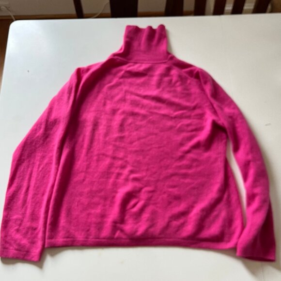 Womens Apt. 9 100% Cashmere Cowl Turtle Neck Sweater Size Large Hot Pink - Picture 1 of 3